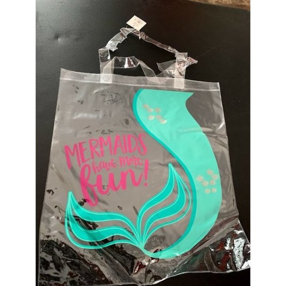 Mermaid Have more fun Plastic Tote Bag-Beach/Pool Bag - Picture 1 of 2